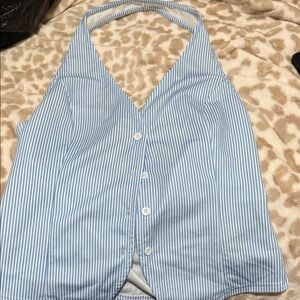 Blue and White Striped Halter Top